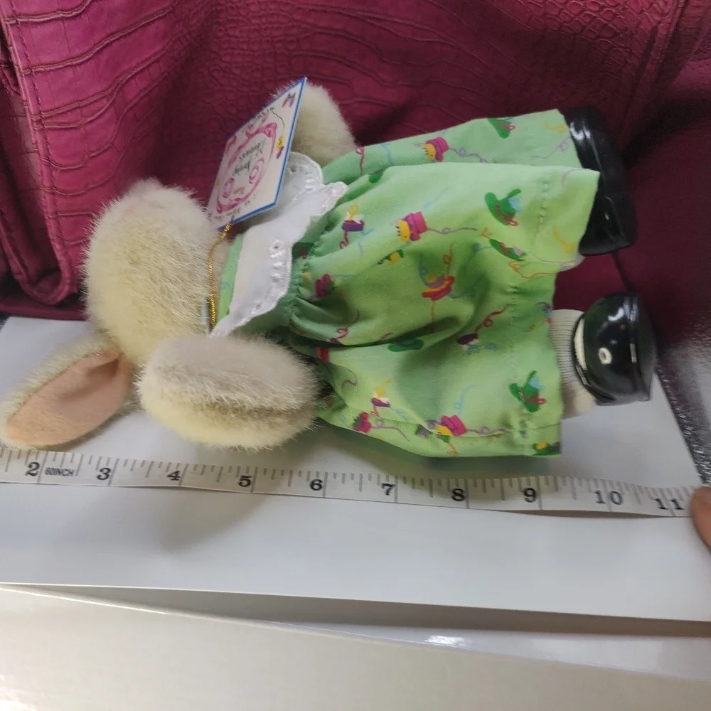 Hoppy Vanderhare Spring Bonnets Bunny Plush with Green Dress. Vintage 19…